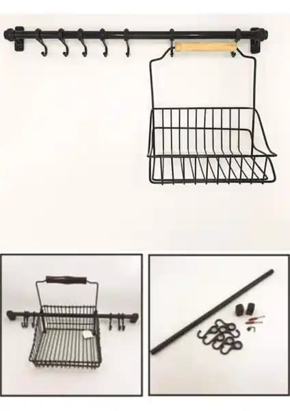 Sym Ferforje Sepet Siyah Duvar Askılığı Modern Tasarım ve Dayanıklılık