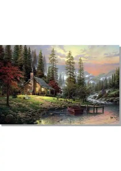 Tablo Home Göl Kıyısında Doğal Yaşam Tablosu Modern ve Şık Dekorasyon İçin İdeal