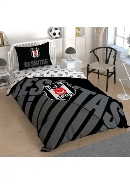 Taç Beşiktaş Siyah Logo Tek Kişilik Nevresim Takımı Yatak Odası Şıklığı ve Konforu