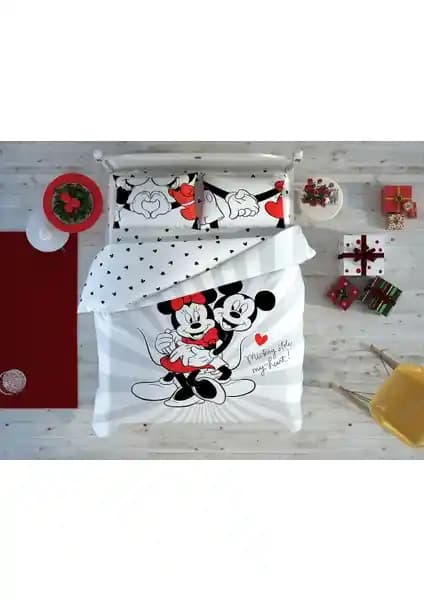 Taç Disney Minnie Mickey Love Day Çift Kişilik Nevresim Takımı Renkli ve Sağlıklı Uyku İçin