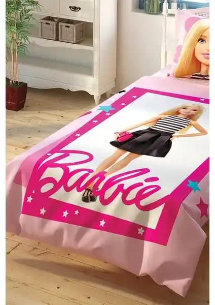 Taç Lisanslı Barbie Temalı Tek Kişilik Nevresim Takımı, Yüksek Kaliteli Pamuk ve Çocuklar İçin Tasarım