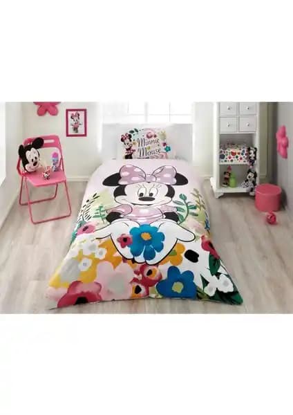 Taç Lisanslı Disney Minnie Glitter Nevresim Takımı: Renkli ve Dayanıklı Çocuk Yatak Takımı