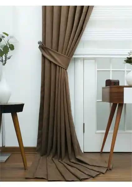 Taç Pileli Fon Perde Soft Kumaş Kahve 60x260 cm Dekorasyon ve Fonksiyonellik Bir Arada