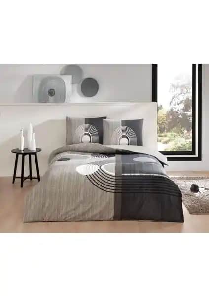 Taç Ranforce Çift Kişilik Nevresim Takımı Alex Gri, Yüksek Kaliteli Pamuk ve Modern Tasarım
