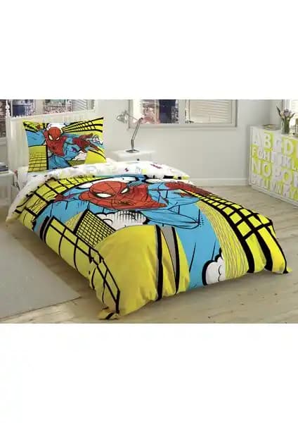 Taç Spiderman Temalı Çocuk Nevresim Takımı 160x220 cm Sağlıklı ve Eğlenceli Uyku Ortamı