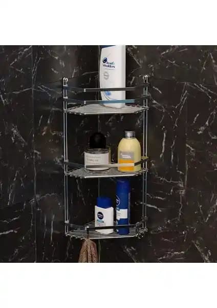 Tekno-tel 3 Katlı Banyo Köşe Rafı Krom ile Modern ve Dayanıklı Banyo Düzeni Sağlar