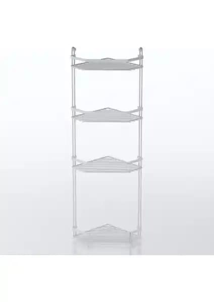 Tekno-tel 4 Katlı Kancalı Banyo Köşe Rafı Beyaz ES059H Fonksiyonel ve Estetik Tasarım