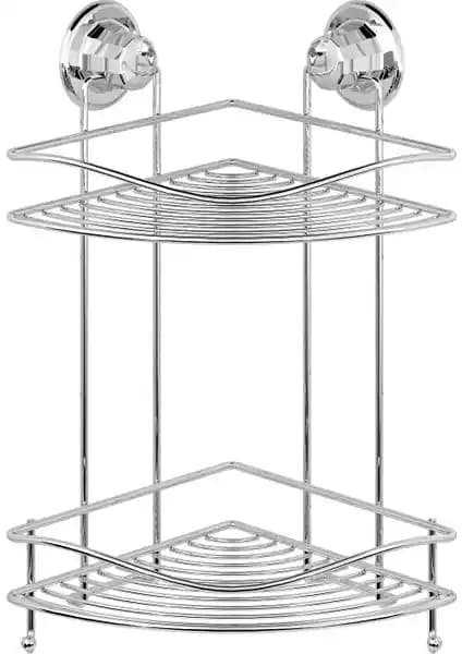 Tekno-tel Vakumlu 2 Katlı Banyo Köşe Rafı Krom - Dayanıklı ve Kolay Montajlı Modern Tasarım