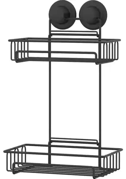 Tekno-tel Vakumlu 2 Katlı Banyo Rafı Modern ve Kolay Montajlı Depolama Çözümü