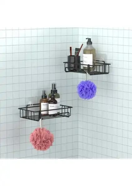 Teknotel Yapışkanlı Kancalı Banyo Rafı Modern ve Pratik Tasarım Çözümleri