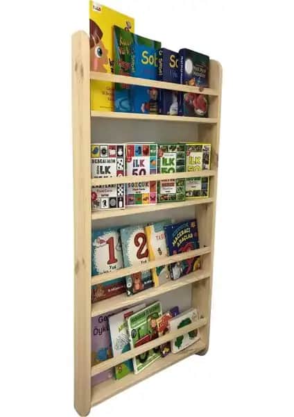 Timber Wood Ahşap Montessori Çocuk Odası Kitaplığı Güvenli ve Estetik Depolama Çözümü