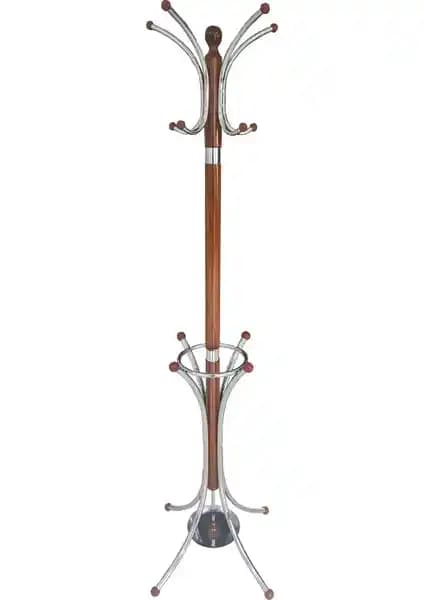 Tolunay Ayaklı Askılık Bambu Model Portmanto Ceviz Rengi Modern ve Dayanıklı Tasarım