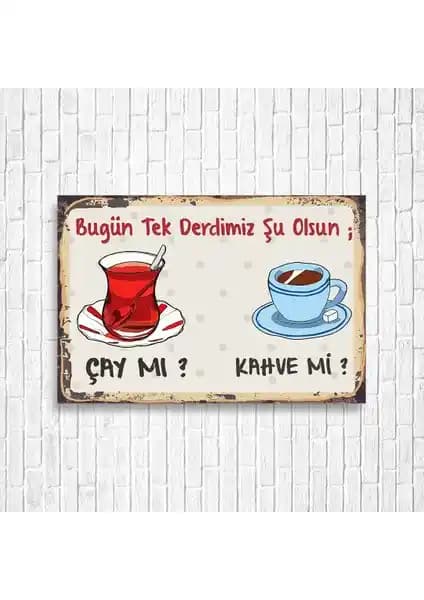 Trend Poster Çay Kahve Retro Ahşap Poster ile Mekânlara Renk Katın ve Dekorasyonunuzu Yenileyin