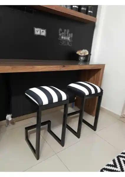 TURGUTSAN MOBİLYA Modern ve Dayanıklı Metal Ayaklı Bar Sandalyesi 65 cm yüksekliği ile şık ve dayanıklı tasarım