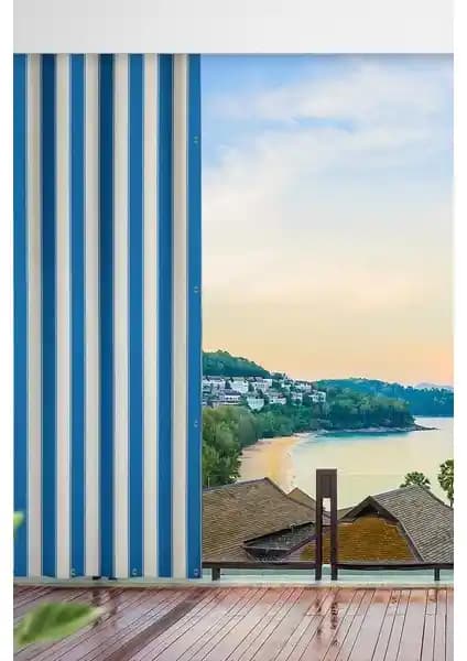 Turkuaz Renkli Altın Pamuk Gabardin Perde Balkonlar İçin Dayanıklı ve Estetik Tasarım