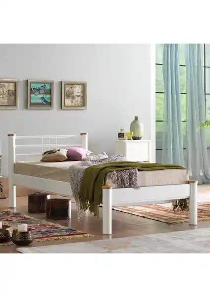 Unimet Kappis-S Tek Kişilik Ferforje Metal Karyola Beyaz Modern Tasarım ve Dayanıklılık