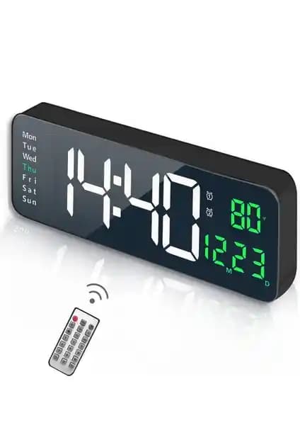 UpWay Kumandalı Büyük HD LED Ekranlı Dijital Saat Modern Tasarım ve Çok Fonksiyonlu Özellikler