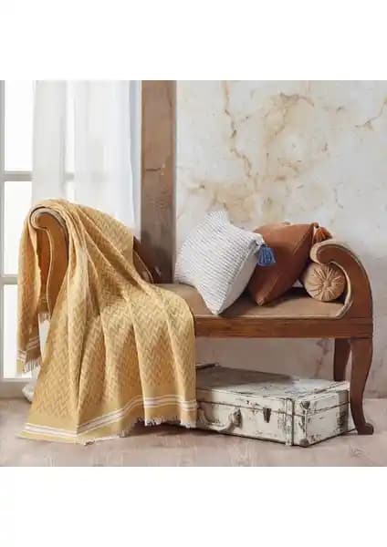 Vagonik Zigzag Pamuklu Koltuk Şalı Dekorasyon ve Koruma İçin Uygun Bir Seçenektir