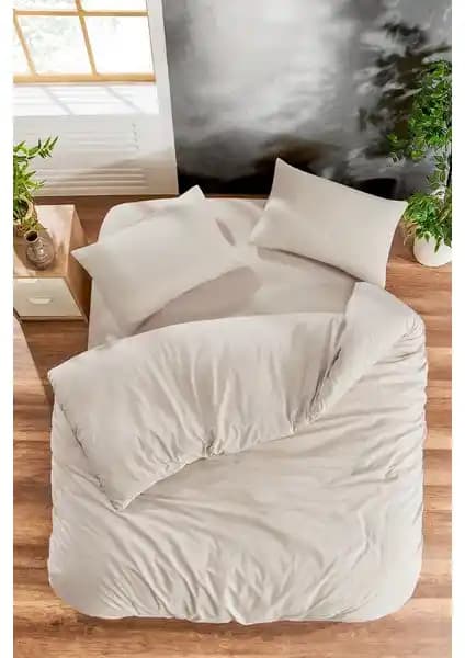 Valezium Bej Tek Kişilik Nevresim Takımı Yatak Odası Şıklığı ve Konforu İçin Uygun