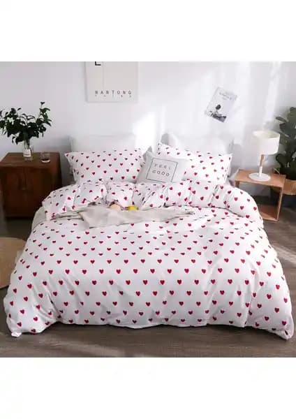 Valoroso Tekstil Çift Kişilik Kırmızı Kalp Desenli Nevresim Seti Şıklık ve Konforu Bir Arada Sunar