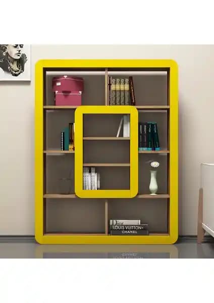 Variant Concept Orkide Kitaplık Ceviz ve Sarı Renk Seçenekleriyle Şık ve Dayanıklı Mobilya Ürünü