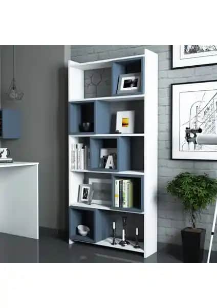 Variant Mobilya Variant Box Kitaplık Beyaz Mavi: Modern ve Fonksiyonel Depolama Çözümü