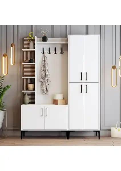 Variant Viyana Portmanto Beyaz Modern Mobilya Giriş Dekorasyonu İçin Uygun