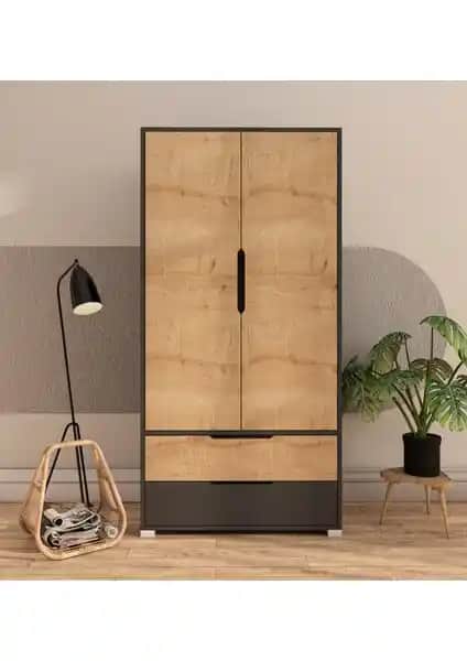 Vertex Mobilya Flora 2 Kapaklı 2 Çekmeceli Gardırop Modern ve Fonksiyonel Tasarım