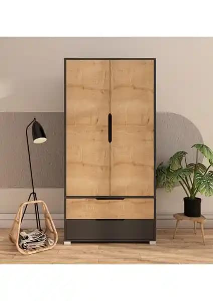 Vertex Mobilya Flora 2 Kapaklı 2 Çekmeceli Gardırop Modern ve Fonksiyonel Tasarım