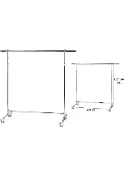 Vitrin Raf Komple Krom Frenli Tekerlekli Stand Askılık Modern ve Dayanıklı Depolama Çözümü