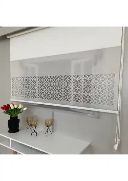 Volper Mekanik VP1020 Çift Mekanizmalı Lazer Kesim Tül ve Stor Perde Beyaz 80x200