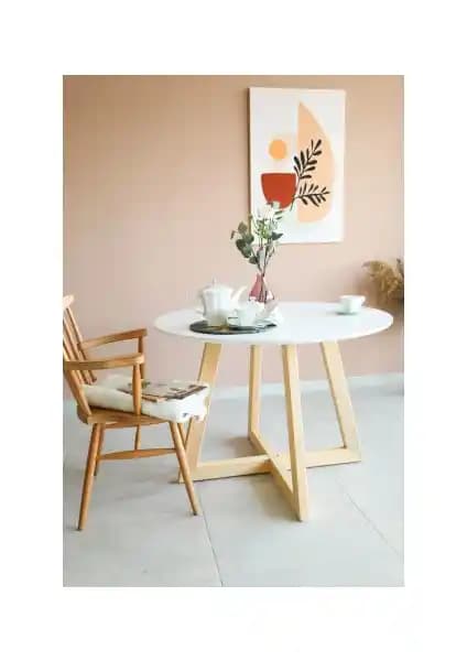 Woodywood Yuvarlak Yemek Masası Modern ve Şık Tasarımıyla Ev ve Ofis Kullanımı İçin Uygun