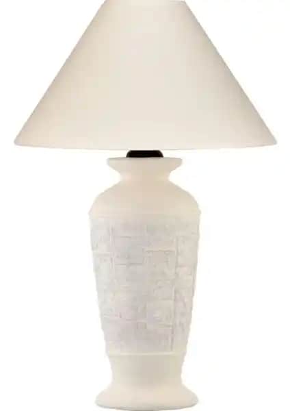 Yalılı Seramik Orta Taşlı Krem Abajur: Şık ve Dayanıklı İç Mekân Aydınlatması