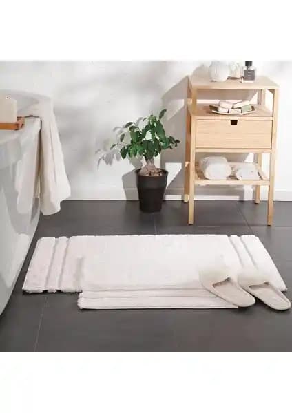 Yataş Bedding Felicia Banyo Paspası Seti Ekru - Yüksek Emicilik ve Şık Tasarım
