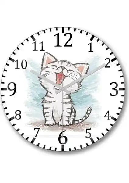 Yavru Renkli Cats Kedi Duvar Saati: Modern ve Şık Dekorasyon İçin Uygun Tasarım