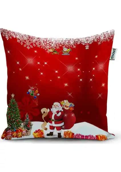 Yılbaşı Temalı 3D Baskılı Dekoratif Kırlent Kılıfı Ev Dekorasyonunda Şıklık ve Neşe