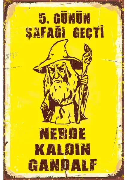 Yüzüklerin Efendisi Gandalf Vintage Ahşap Posterleri Dekorasyon ve Koleksiyon İçin Uygun