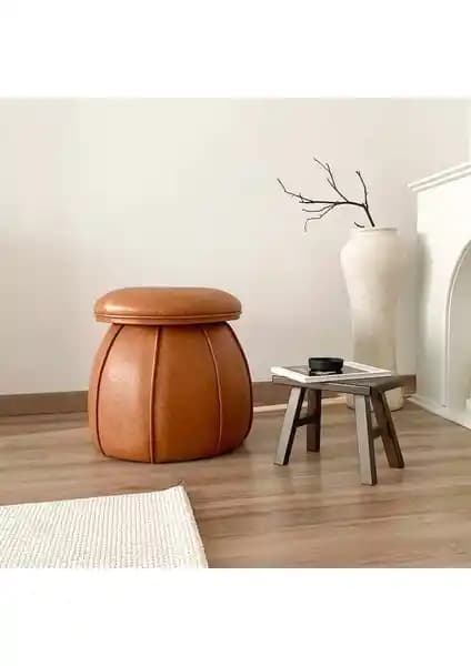 Zem Hippi Deri Puf Taba Renkli Oturma ve Dekorasyon Çözümü 85 Karakter