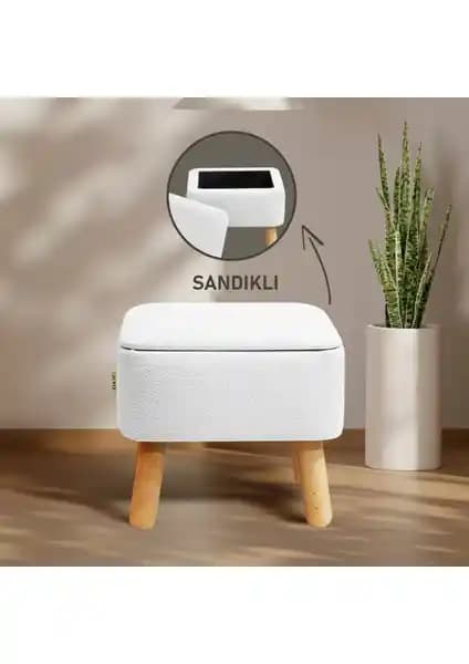 Zem Orso Bohem Sanıdıklı Puf Kırık Beyaz Modern ve Bohem Tarzıyla Dekorasyonunuza Şıklık Katıyor