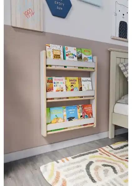 Zeo Wood Design Montessori Çocuk Kitaplığı Güvenli ve Estetik Depolama Çözümü