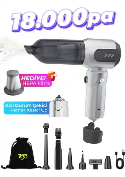 7Go Ahv-14 Kablosuz Çok Fonksiyonlu Araç İçi Temizlik Cihazı Güçlü Vakum ve Ergonomik Tasarım