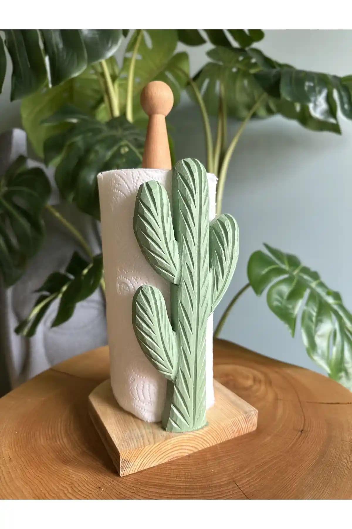 Ahşap Kaktüs Desenli Peçetelik: Modern ve Şık Dekorasyon İçin Dayanıklı Tasarım