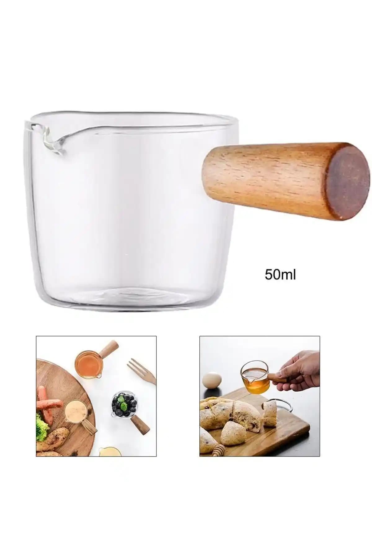 Ahşap Saplı Mini Sütlük ve Sosluk: Estetik ve Fonksiyonellik Sunan Pratik Mutfak ve Banyo Kapları