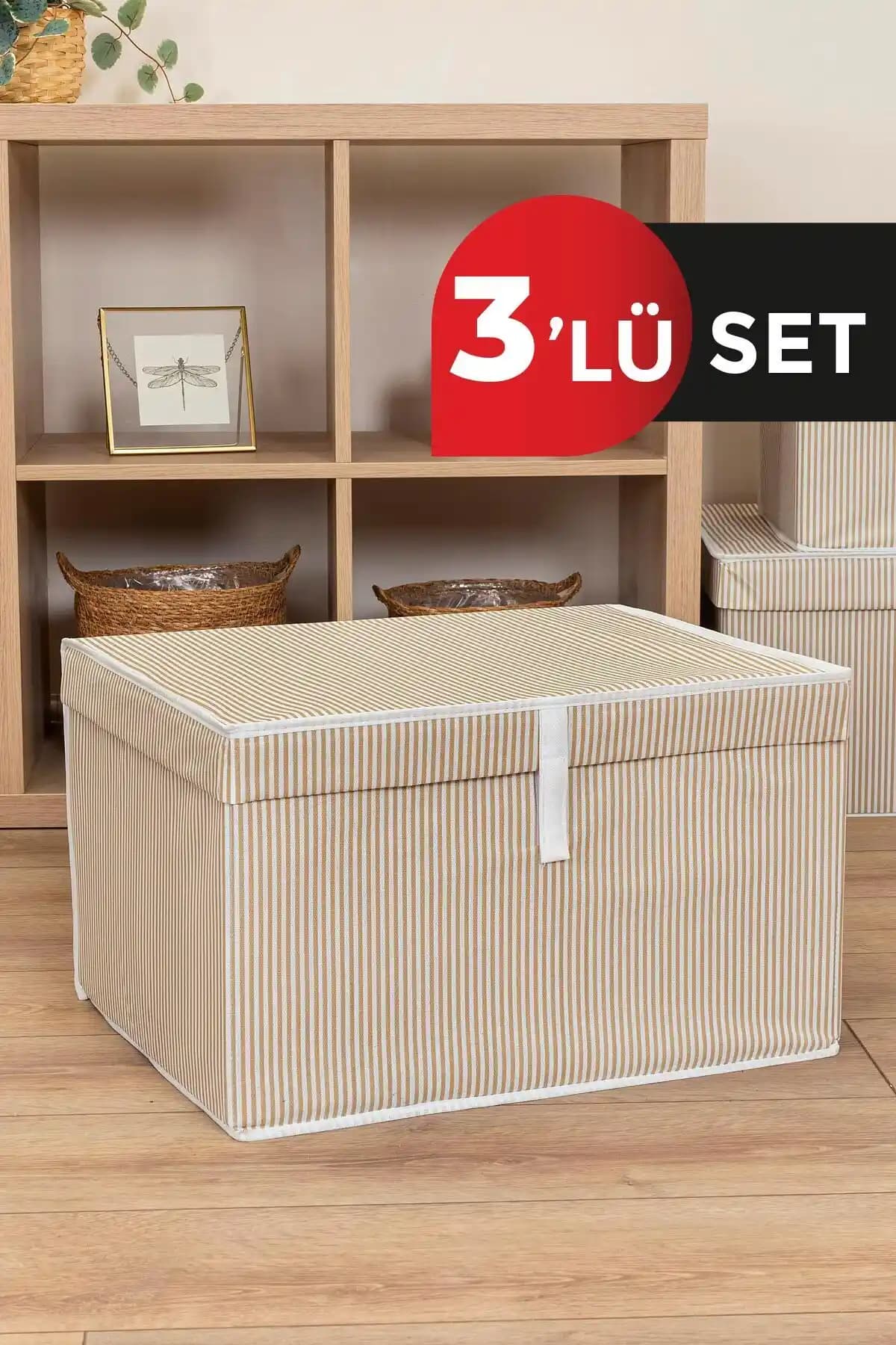 ALAS 3 Adet Kapaklı Çok Amaçlı Hurç ve Kutu ile Ev Düzeninizi Kolaylaştırın