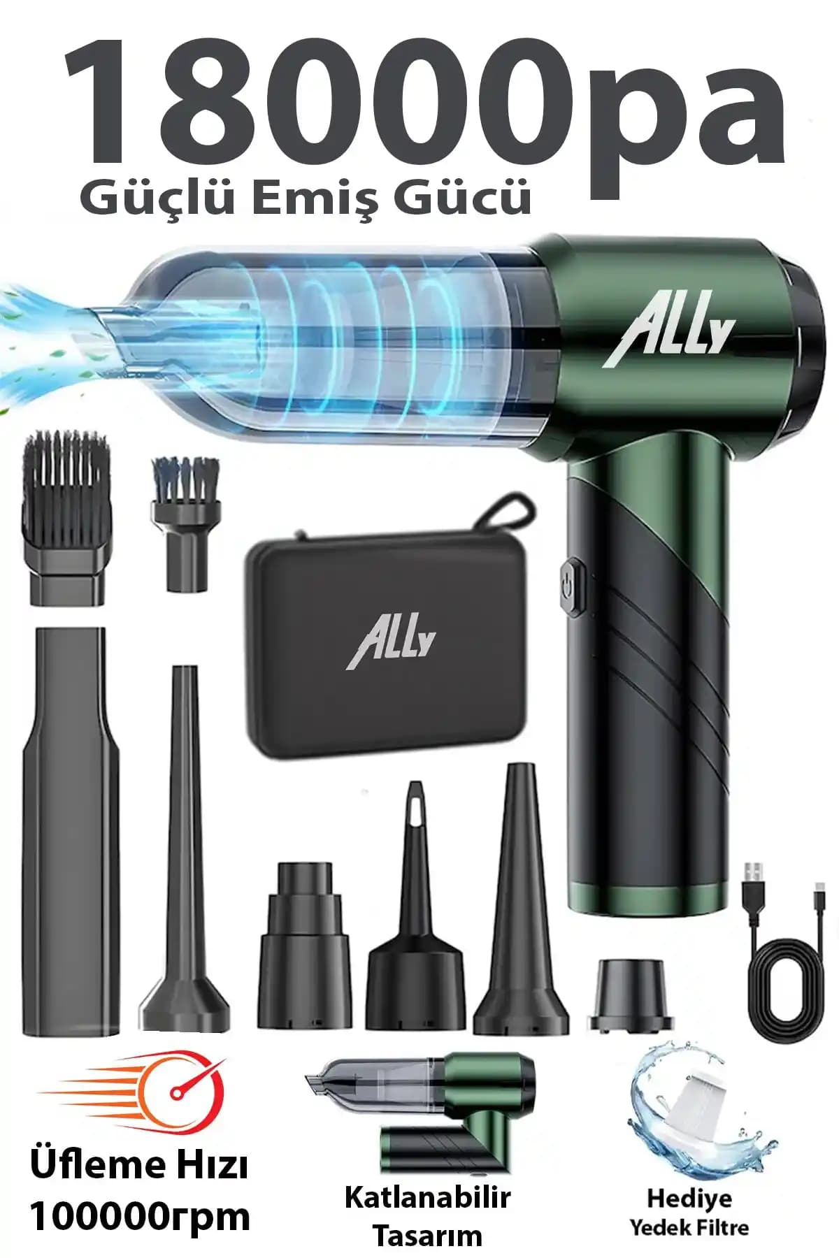 Ally 18000pa Güçlü Portatif Kablosuz Süpürge: Yüksek Performans ve Pratik Kullanım