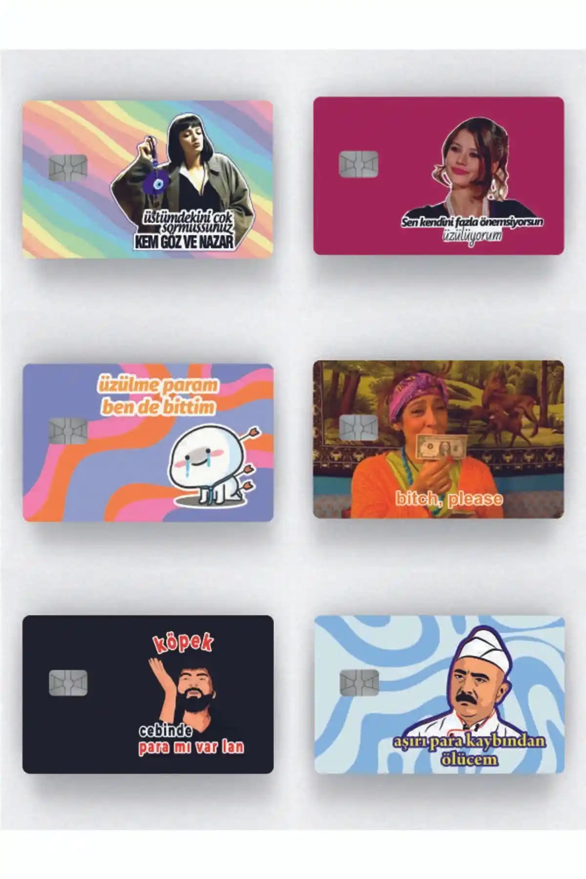 Alptuğ 6 Çeşit Kredi Kartı Kaplama Stickerleri Estetik ve Koruyucu Çözüm