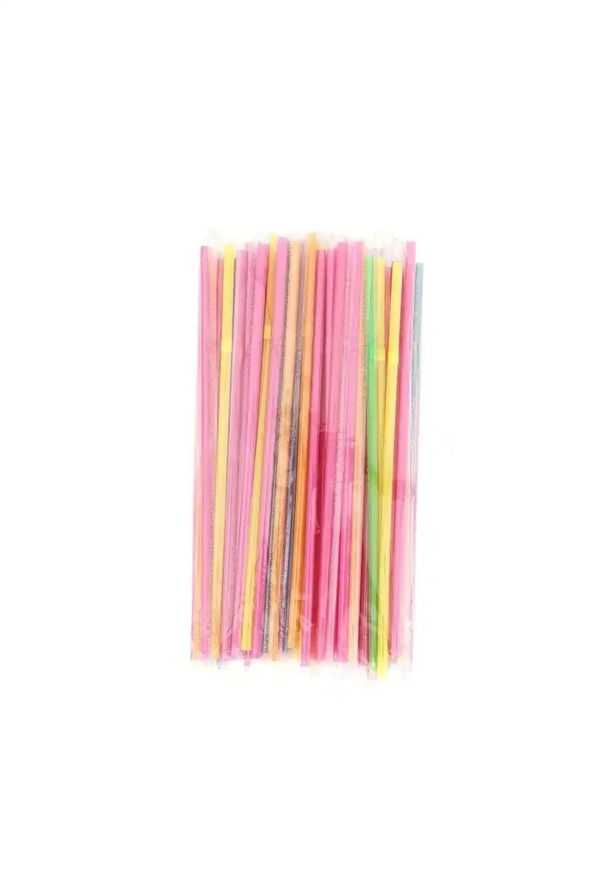 Ambalaj Pazarı Renkli Körüklü Plastik Pipet 50'li, Dayanıklı ve Şık Sunum İçin