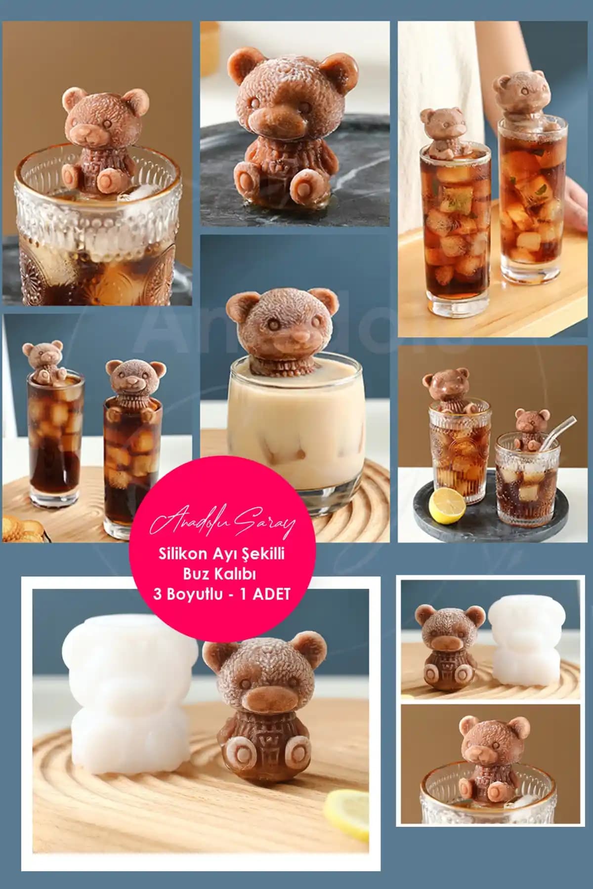 Anadolu Saray Ayı Şekilli Silikon Buz Kalıbı Pratik ve Eğlenceli Mutfak Aksesuarı