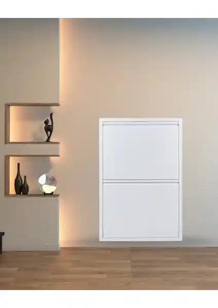 Arinna 2'li Beyaz Metal Ayakkabılık Modern Tasarım ve Dayanıklı Depolama Çözümü