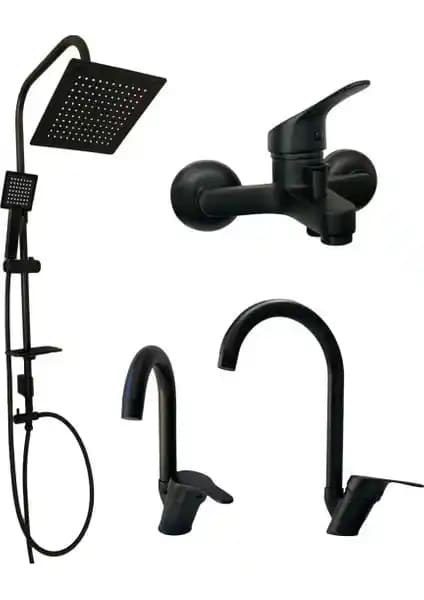 Armour Siyah 4’lü Banyo Seti Modern Tasarım ve Dayanıklılık Sunar